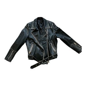 Topshop Naomi stuffed faux leather biker jacket